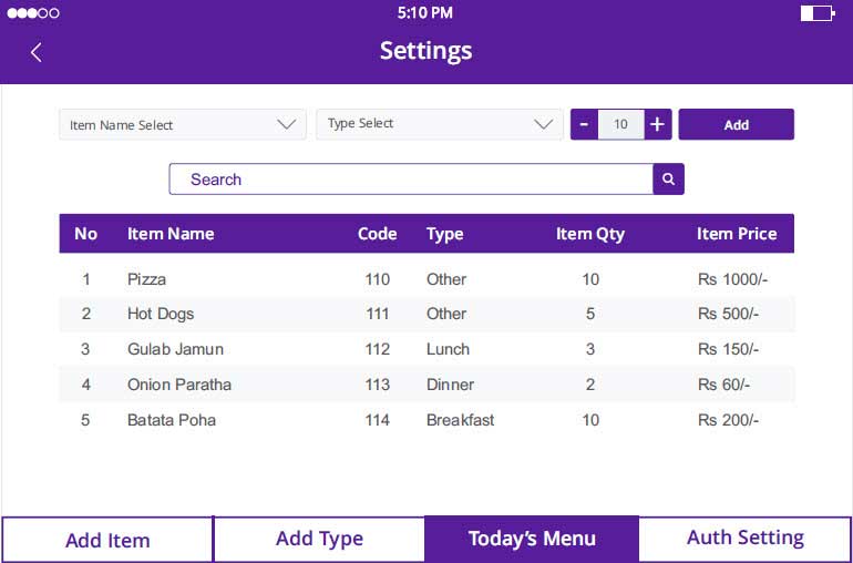 canteen management system project in java