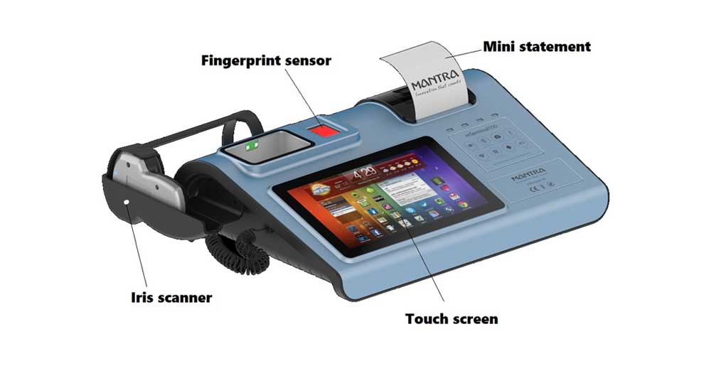 mTerminal100 POS device used for AePS transactions in retail shops