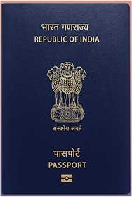 Front cover of the new Indian Biometric Passport